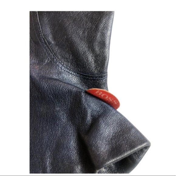 Women’s Navy Hugo Boss Leather Gloves Sz.L - Picture 4 of 7